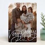 "Very Merry Hand Lettered" - Retired Holiday Cards in Snow by Becky Nimoy - Front