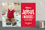 "Joyful and noisy" - Retired Holiday Cards in candy apple by Lea Delaveris - Front