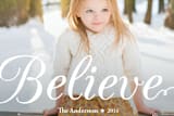 "Believe" - Retired Holiday Cards in White by Lisa Assenmacher - Close-Up