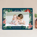 "Poinsettia Pine Frame" - Retired Holiday Cards in Teal by Alethea and Ruth - Front