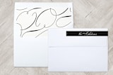 "Elegant Joy" - Retired Holiday Cards in White by Lehan Veenker - Liner and Label