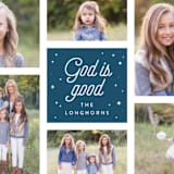 "God is Good Grid" - Retired Holiday Cards in Deep Blue by Shari Margolin - Close-Up