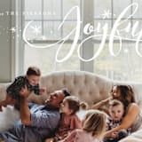 "Confetti Joy" - Retired Holiday Cards in Linen by Erin Deegan - Close-Up