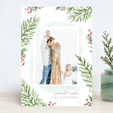 "Painterly Pine" - Retired Holiday Cards in Cranberry by Hooray Creative - Front