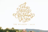 "Very Merry Christmas" - Retired Holiday Cards in Golden by Laura Bolter - Close-Up