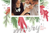 "bursting wreath" - Retired Holiday Cards in cardinal by Rebecca Durflinger - Close-Up