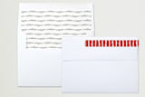 "Singing Script" - Retired Holiday Cards in Carmine by Olivia Raufman - Liner and Label