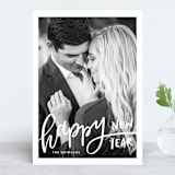 "Handwritten happy" - Retired Holiday Cards in Mist by Up Up Creative - Front