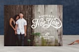 "Classic New Year Script" - Retired Holiday Cards in Opal by Playground Prints - Front