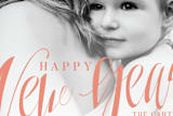 "Boldly Scripted" - Retired Holiday Cards in Peach by GeekInk Design - Close-Up