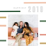 "Mod Stripe" - Retired Holiday Cards in Blush by Kristie Kern - Close-Up