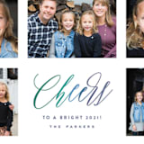 "Bright Five" - Retired Holiday Cards in Wintergreen by Hooray Creative - Close-Up