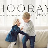 "hooray for a new year" - Retired Holiday Cards in Licorice by Rebecca Durflinger - Close-Up