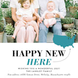"Happy New Here" - Retired Holiday Cards in Teal by Shari Margolin - Close-Up