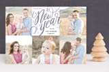 "New Year Square Sparkles" - Retired Holiday Cards in Plum by Alethea and Ruth - Front