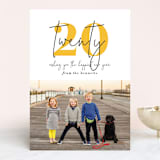 "stylish new year" - Retired Holiday Cards in Mustard by Stacy Cooke - Front