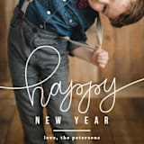 "Happy" - Retired Holiday Cards in Golden by Up Up Creative - Close-Up