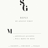 "Modern Initials" - RSVP Postcards in Buttercream by Lori Wemple - Detail