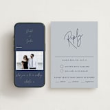 "Marked" - RSVP Postcards in Navy by JoAnn Jinks - FREE Wedding Website