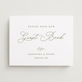 "Garden Script" - Reception Signs in Pistachio by Katherine Moynagh - Front