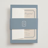 "Bevel Monogram" - Multi-Event RSVP Cards in French Blue by Carolyn MacLaren - Assembled with Belly Band