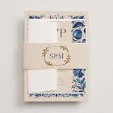 "Gilded" - Multi-Event RSVP Cards in Cerulean by GeekInk Design - Assembled with Belly Band