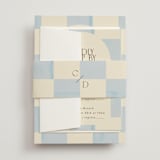 "Checker Wash" - Multi-Event RSVP Cards in Ivory by Baumbirdy - Assembled with Belly Band
