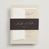 "Love Story" - Multi-Event RSVP Cards in Mocha by Jennifer Postorino - Assembled with Belly Band