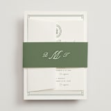 "Court" - Multi-Event RSVP Cards in Leaf by Kate Ahn - Assembled with Belly Band