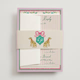 "Whimsical Hand Illustrated Crest" - Multi-Event RSVP Cards in Peony by Jackie Crawford - Assembled with Belly Band