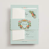 "Tropical Crest" - Multi-Event RSVP Cards in Papaya by Susan Moyal - Assembled with Belly Band