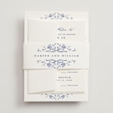 "Daisy Toile" - Multi-Event RSVP Cards in Blue Willow by Susan Zinader - Assembled with Belly Band