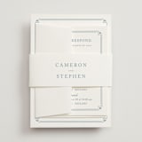 "Fleur Corner" - Multi-Event RSVP Cards in French Blue by Carolyn MacLaren - Assembled with Belly Band