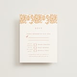 "Heritage Paisley" - RSVP Cards in Tangerine by Kanika Mathur - Front