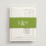 "Wed in Type" - RSVP Cards in Moss by Ariel Rutland - Assembled with Belly Band