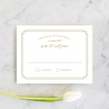 "Luxe Border" - RSVP Cards in Gold by Sarah Brown - Front
