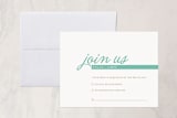 "Raising the Bar" - RSVP Cards in Turquoise by R studio - Front