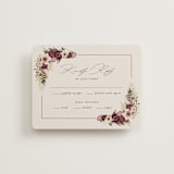"Dried Floral Wreath" - RSVP Cards in Cabernet by Erin Deegan - Front