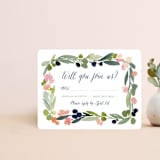 "Watercolor Wreath" - RSVP Cards in Grapefruit by Yao Cheng Design - Front