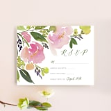 "Watercolor Floral" - RSVP Cards in Olive by Yao Cheng Design - Front