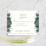 "Echeveria" - RSVP Cards in Prussian Blue by Susan Moyal - Front