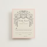 "Hand Illustrated Crest" - RSVP Cards in Peony by Jackie Crawford - Front