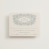 "Embroidered" - RSVP Cards in Dusty Blue by Jen Owens - Front