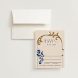 "Gilded" - RSVP Cards in Cerulean by GeekInk Design - RSVP with Envelope