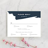 "Modern Brush" - RSVP Cards in Steel Blue by Lisa Guerrero - Front