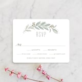 "Modern Wreath" - RSVP Cards in Sage by Hooray Creative - Front