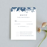 "Floral screenprint" - RSVP Cards in Navy by Jennifer Wick - Front