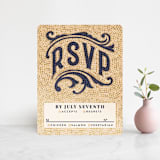 "Mosaic" - RSVP Cards in Navy by GeekInk Design - Front