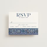 "Mediterranean Tiles" - RSVP Cards in Ocean by GeekInk Design - Front