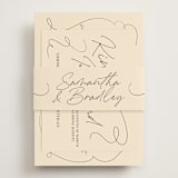 "French Whimsy Script" - RSVP Online Enclosure Cards in Champagne by Wallace Design Co. - Assembled with Belly Band